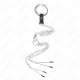 Inel penis Triplu Cromat, Metal, 3 cm - 4.5 cm, cu lanț metal 26 cm și cleme pentru mameloane
