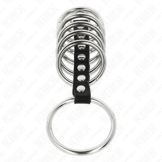 Inel penis metalic 3.2 cm - 5 cm, conectat cu piele