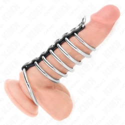 Inel penis metalic 3.2 cm - 5 cm, conectat cu piele