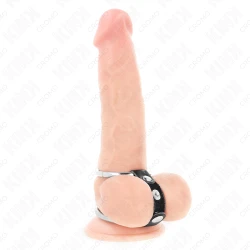 Inel dublu pentru penis, 3.8 cm până la 5 cm, conectat cu piele