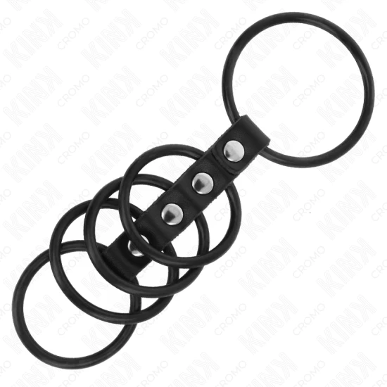 Set 5 inele penis din silicon, 3.8 cm - 4.8 cm, conectate cu piele