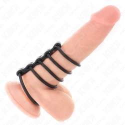 Set 5 inele penis din silicon, 3.8 cm - 4.8 cm, conectate cu piele