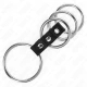 Inel penis metalic 4 inele, 3.7 cm - 5 cm, conectat cu piele