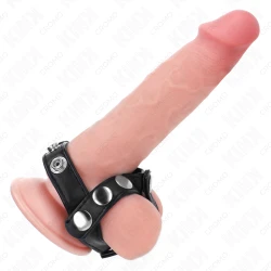 Inel penis cu 3 curele reglabile pentru separarea bilelor, Roz