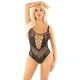 LEG AVENUE - Model Tip Bodysuit, Diamond Fishnet, Roz Negru, One Size