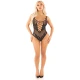 LEG AVENUE - Model Tip Bodysuit, Diamond Fishnet, Roz Negru, One Size