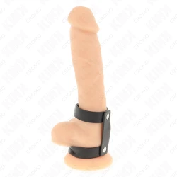 Inel penis dublu reglabil din piele, Roz
