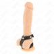 Inel penis dublu reglabil din piele, Roz