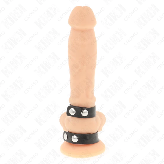 Inel penis dublu reglabil din piele, Roz