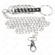 Set inele penis metalice 3.8 cm - 5 cm, conectate cu lanț metalic și curea din piele, 100 cm, Negru