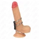 Inel penis triplu din metal, 3.7 cm până la 5 cm, conectat cu piele