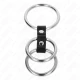Inel penis triplu din metal, 3.7 cm până la 5 cm, conectat cu piele