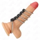 5 inele pentru penis, 3.7 cm - 5 cm, metal conectat cu piele
