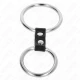 Inel penis dublu metalic, 3.7 cm - 5 cm, conectat cu curea din piele, model 2