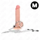 Inel penis TRIPLU CHROME din metal, 3 cm - 4.5 cm, cu lanț metal de 26 cm și clești pentru mameloane