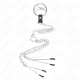 Inel penis Tip Produs Model 2, cromat triplu, Roz Negru 3.8 cm - 5 cm cu lanț metal 26 cm și clești pentru mameloane