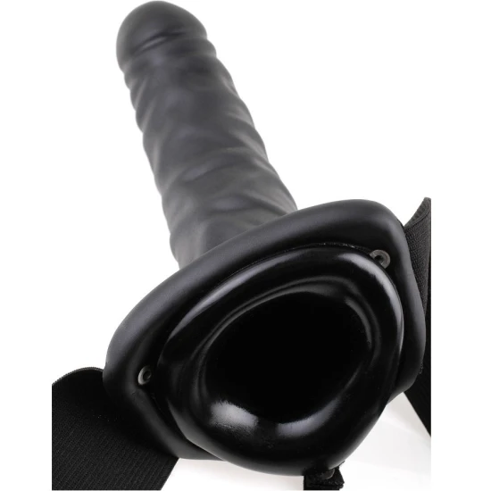 19 CM Strap-On cu gaura, Negru