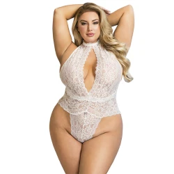 Body sexy Dantelă - Decupat, Alb, S/M