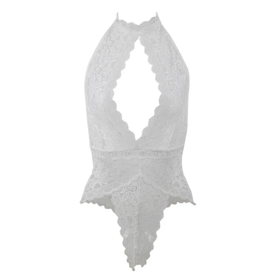 Body sexy Dantelă - Decupat, Alb, S/M