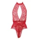 Body deschis din material elastic, roșu, L/XL