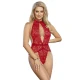 Body deschis din material elastic, roșu, L/XL
