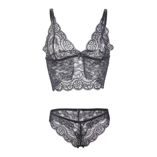 SUBBLIME - Cămașă de noapte din mătase și dantelă, Negru L/XL