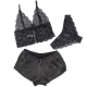 SUBBLIME - Cămașă de noapte din mătase și dantelă, Negru L/XL