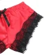 SUBBLIME - Cămașă de noapte casual din mătase + pantaloni din dantelă, Negru/Roșu, S/M