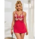 Babydoll din design floral roșu, L/XL