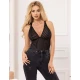 Body cu jartiere Sublime din material negru, L/XL