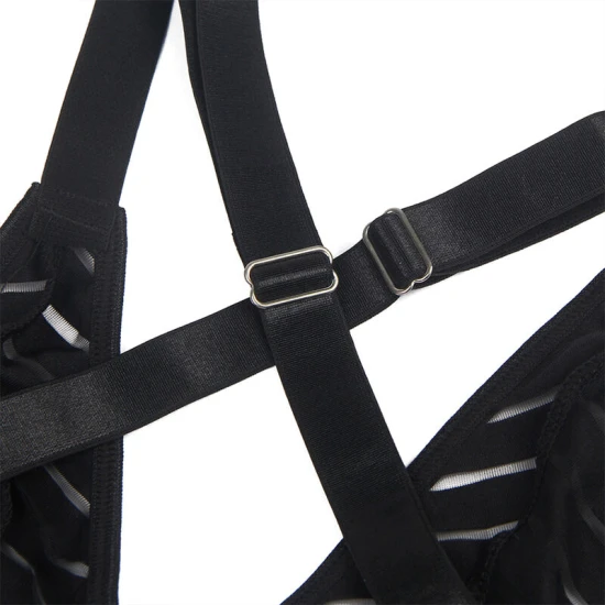 Body cu jartiere Sublime din material negru, L/XL