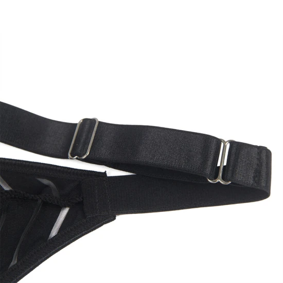 Body cu jartiere Sublime din material negru, L/XL