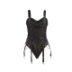 Body cu lanțuri și centură jartieră, negru, L/XL