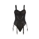 Body cu lanțuri și centură jartieră, negru, L/XL