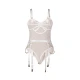 Body sexy Subblime - Cu lanțuri și portjartier, Alb, L/XL