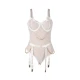 Body sexy Subblime - Cu lanțuri și portjartier, Alb, L/XL