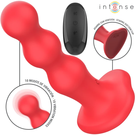 INTENSE - Vibrator cu ventuză, roșu, cu telecomandă