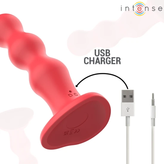 INTENSE - Vibrator cu ventuză, roșu, cu telecomandă