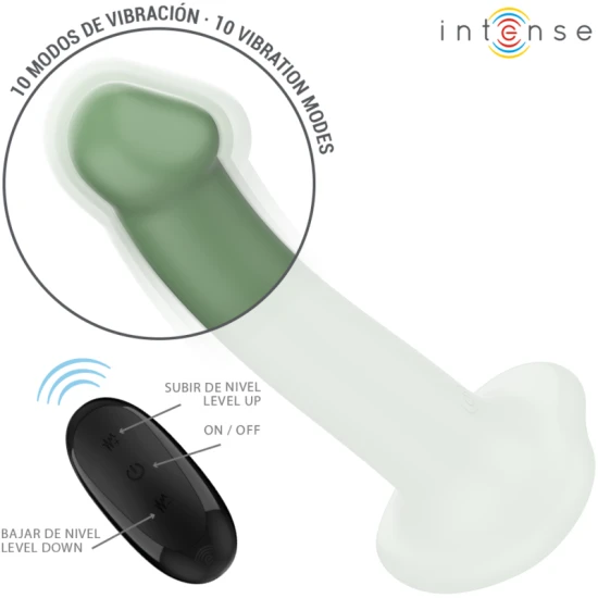 INTENSE - Vibrator cu ventuză, Verde - telecomandă, 10 moduri de vibrație
