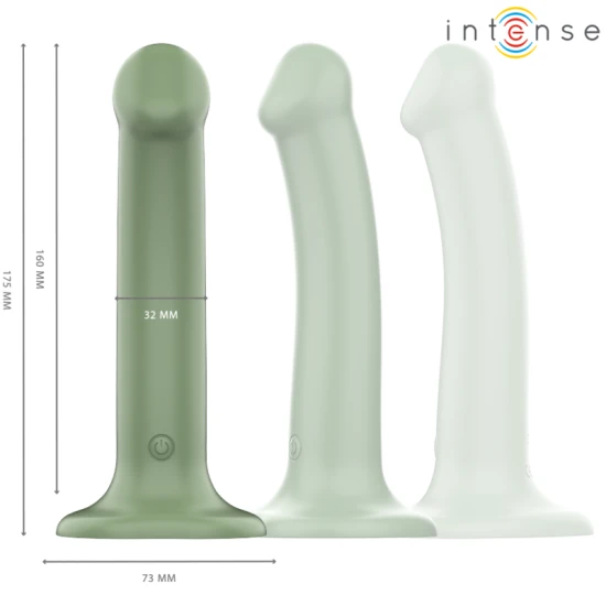 INTENSE - Vibrator cu ventuză, Verde - telecomandă, 10 moduri de vibrație