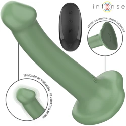 INTENSE - Vibrator cu ventuză, Verde - telecomandă, 10 moduri de vibrație