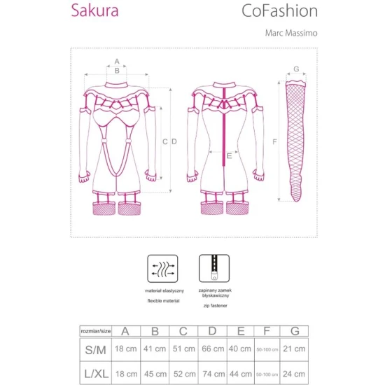 Body sexy SAKURA CF 90357 - Decupat, Negru, L/XL