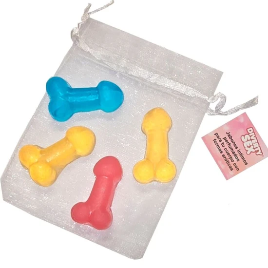 SĂPUNURI MINI AROMATE - 4 BUCĂȚI - Formă de penis - Culori vibrante