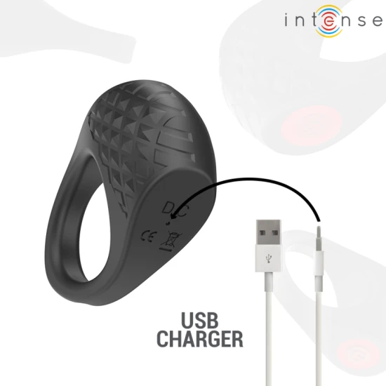 Inel Vibrator Clover - 10 Vibrații, Negru, Mărime Unică