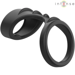 INTENSE - Inel penis dublu din silicon, Negru, Model 3