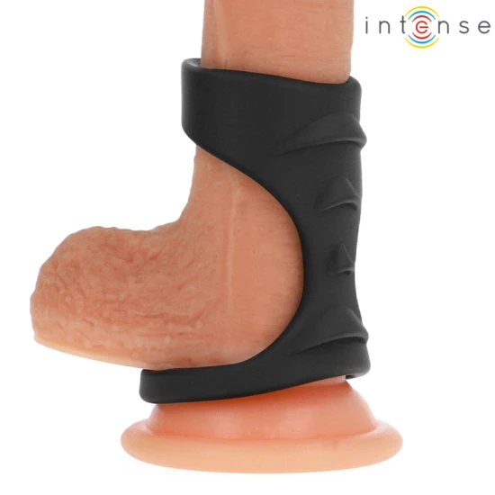 INTENSE - Inel penis dublu din silicon, Negru, Model 3