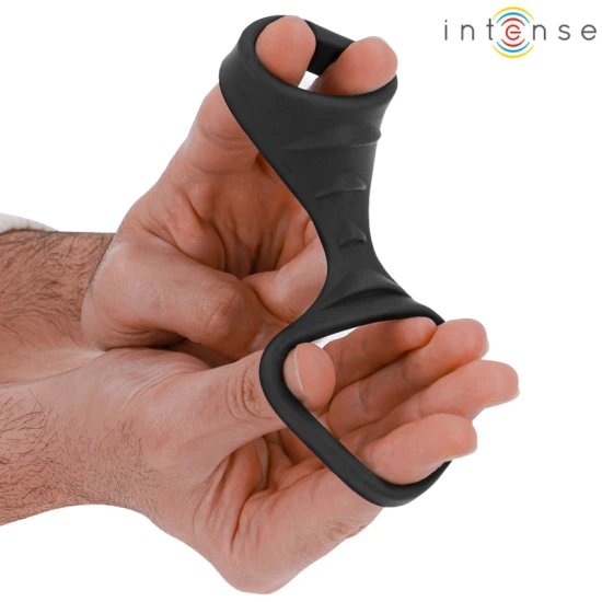 INTENSE - Inel penis dublu din silicon, Negru, Model 3
