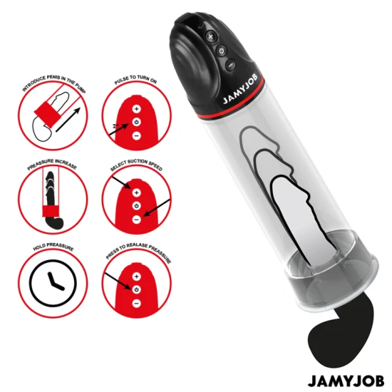 Extender automat pentru penis, 3 niveluri de aspirație, Gri