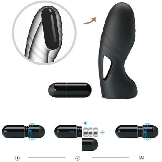 Vibrator tip deget, silicon, Negru
