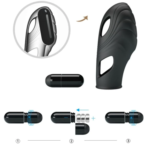 Vibrator tip deget din silicon, Negru